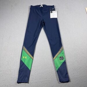 Under Armour Notre Dame Leggings Women M Compression Navy Athletic Zip Ankle NWT